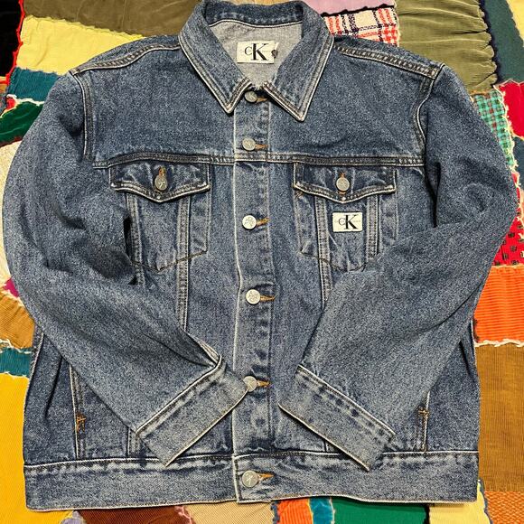 Vintage Calvin Klein Medium Washed Denim Trucker Jacket Large - Picture 1 of 6